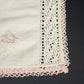 White Table Runner Embroidered Butterflies and Crochet Lace Edging Vintage 40"