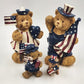 Set of 3 Patriotic Teddy Bear Figurines w Mouse 4th of July Stars & Stripes USA