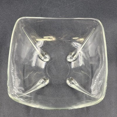 Anchor Hocking Square Clear Glass Swedish Soap Dish Candy Bowl Teardrop Footed