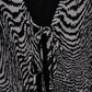 Essentials by Milano Zebra Print Pleated Blouse Women's M 3/4 Sleeve Front Tie