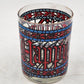 3 Houze Happy Holidays Old Fashioned Stained Glass 3.25"d x 4"h MCM Barware