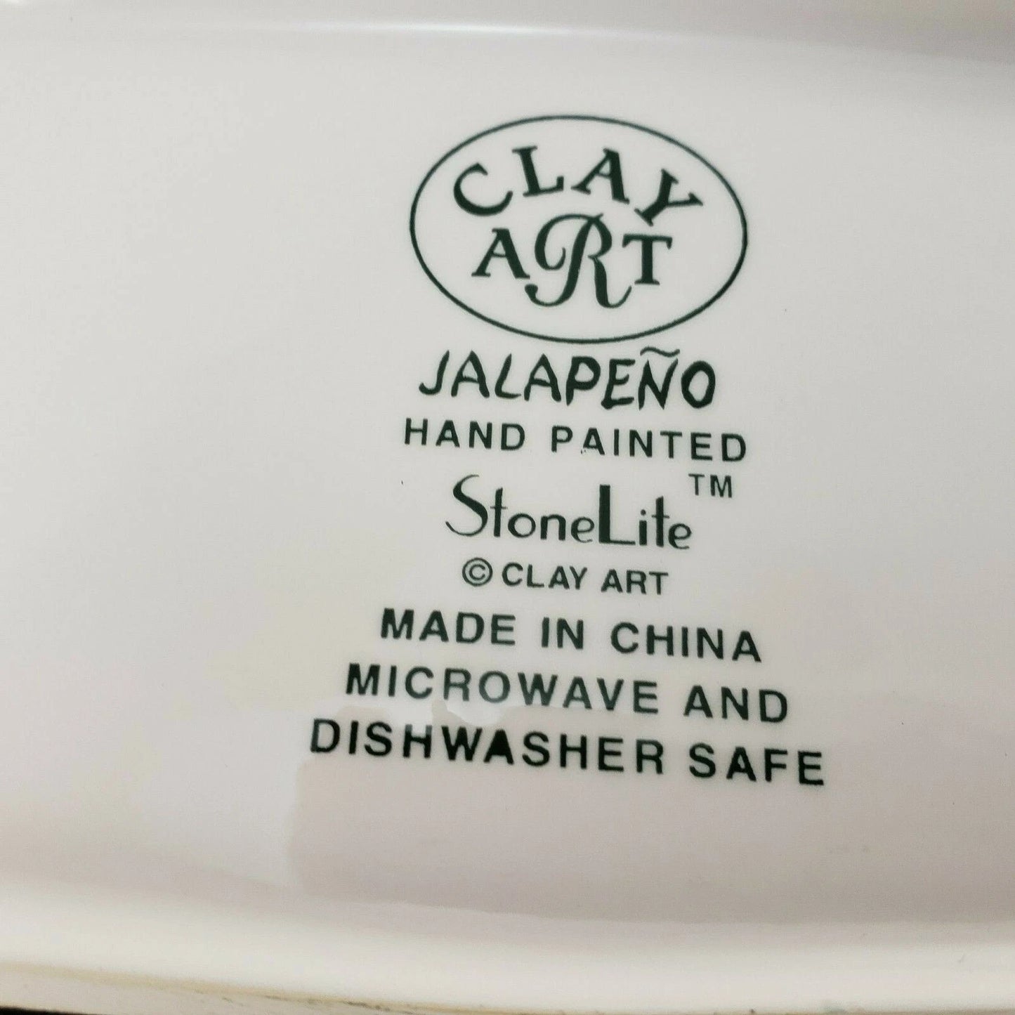 Clay Art StoneLite Jalapeño Oval Serving Platter Hand Painted Chili Peppers 19"