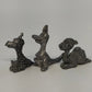 3Pcs Whimsical Pewter Giraffe Kangaroo Monkey Miniature Figurines Animal Vintage