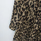 Xtaren Women's Leopard Print Sheer Pleated Mini Shirt Dress Long Sleeve Small