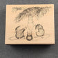 Stampa Rosa Kitten Kisses & Warm Tree Light Wooden Mounted Rubber Stamps Vtg