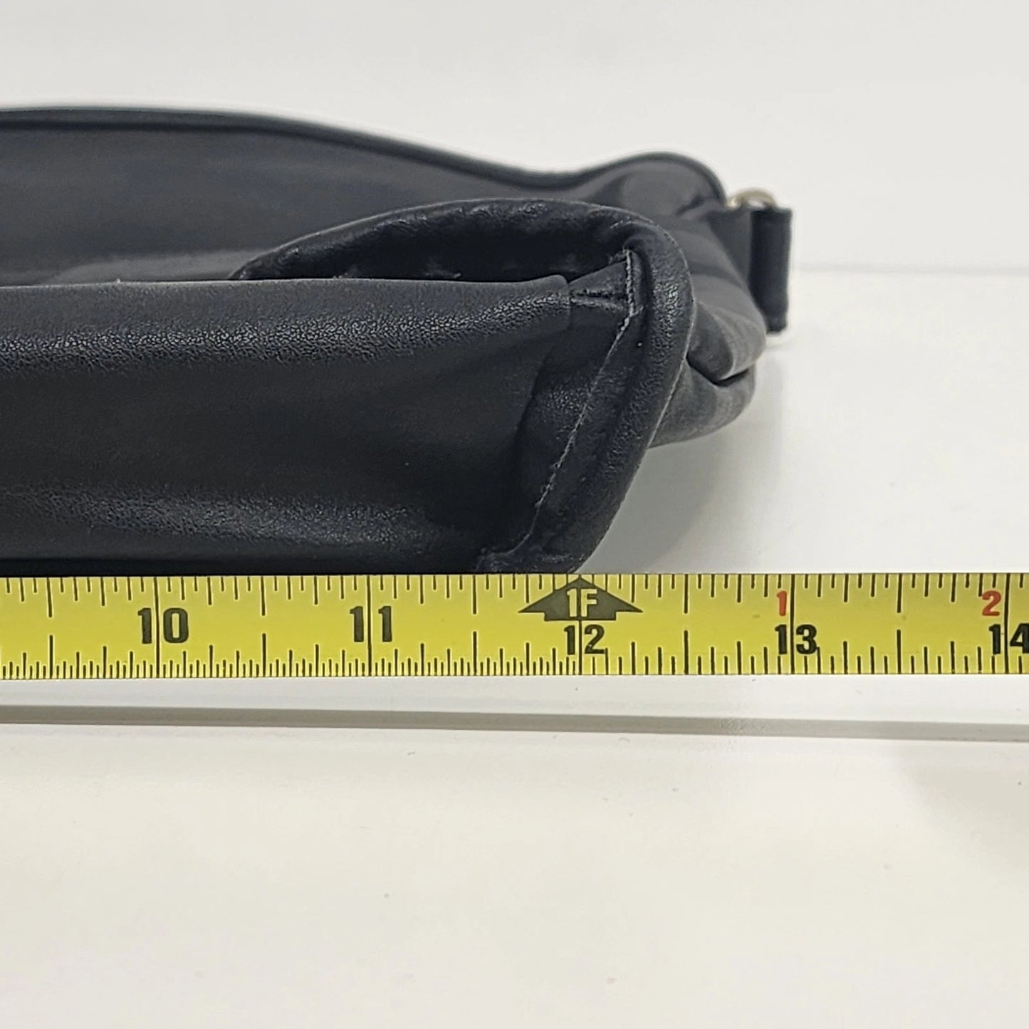 MHNY Black Leather Crossbody Satchel Three Compartment Purse