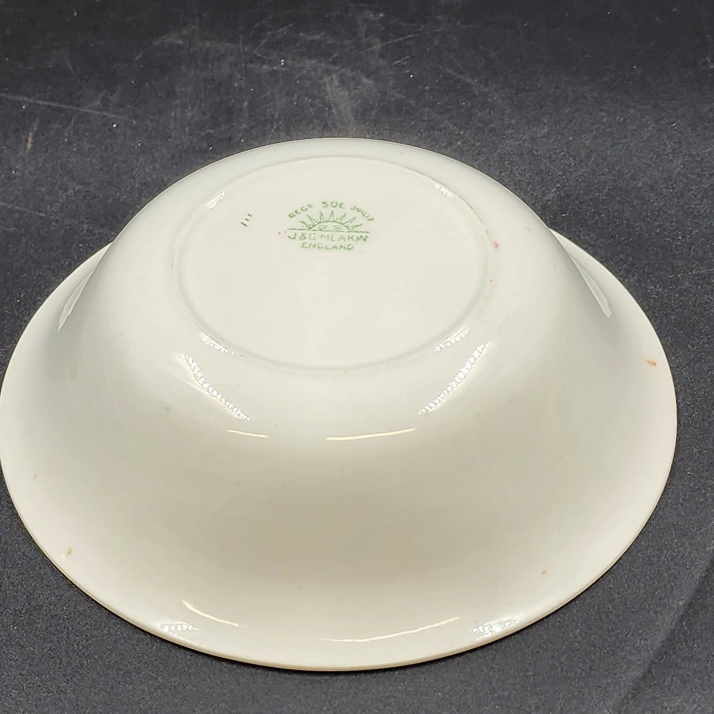 Nebraska Blue Round Vegetable Bowl 8" England Blue Rim Flower Accent J&G Meakin