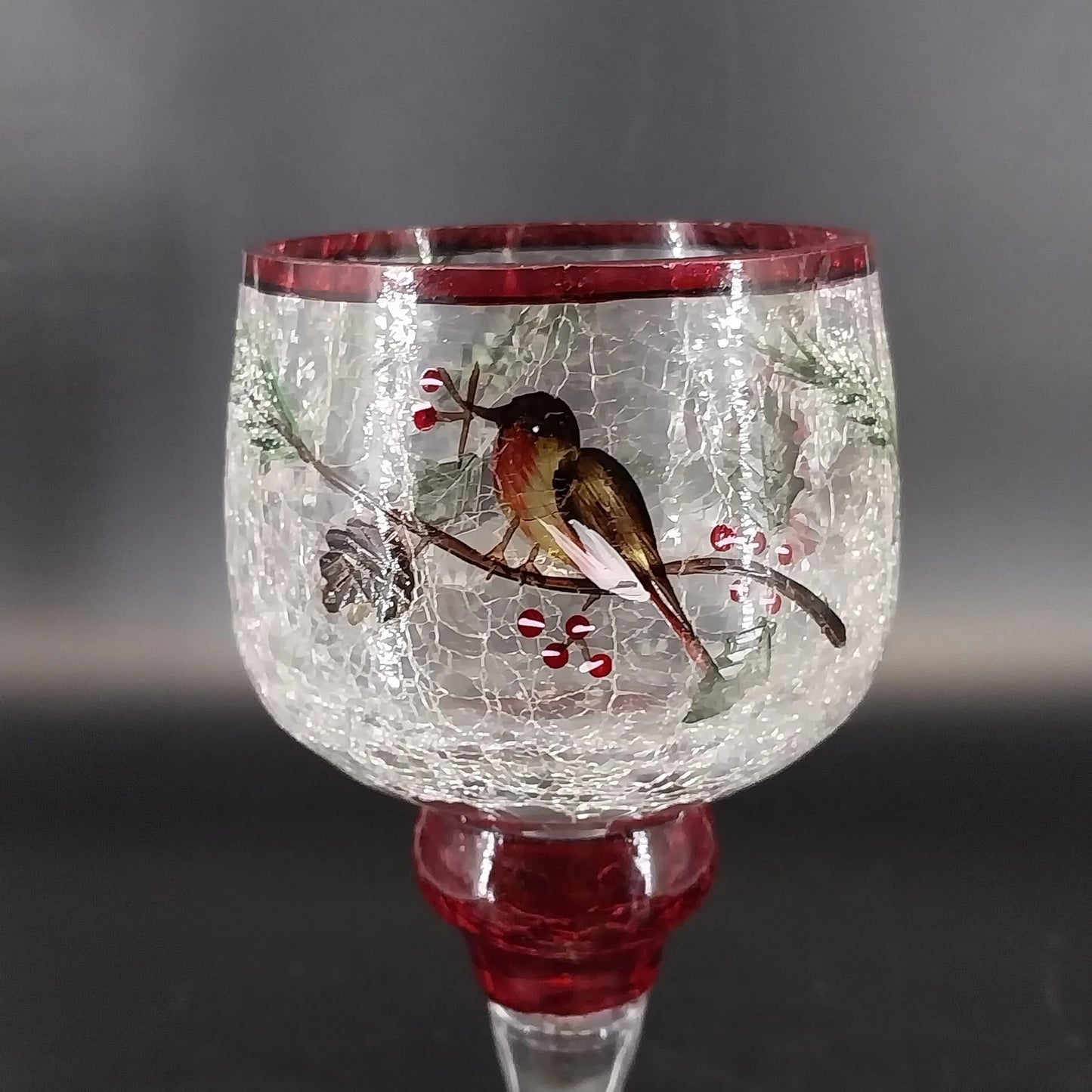 Yankee Candle Song Bird Crackle Glass Wax Burner Goblets 3 Pc Christmas Chipped