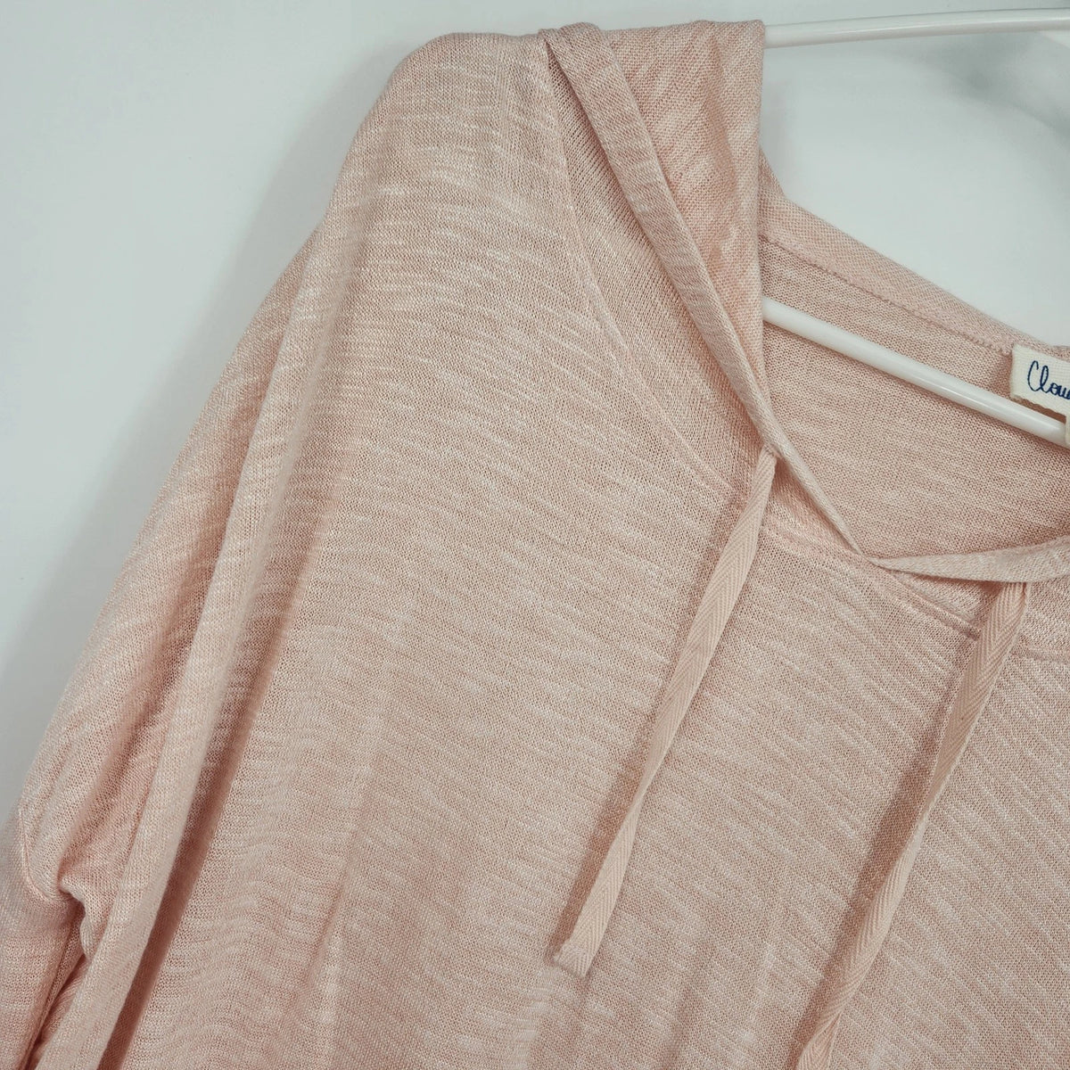 Cloud Chaser Women's Large Peach Pink Lightweight Hoodie Lace Trim Semi Sheer
