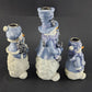 Snowmen Candle Holders Set of 3 Blue White Christmas Decor