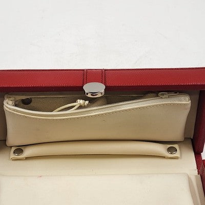 Hato Hasi Red Faux Leather Jewelry Travel Case Snap Closures Removable Pouches