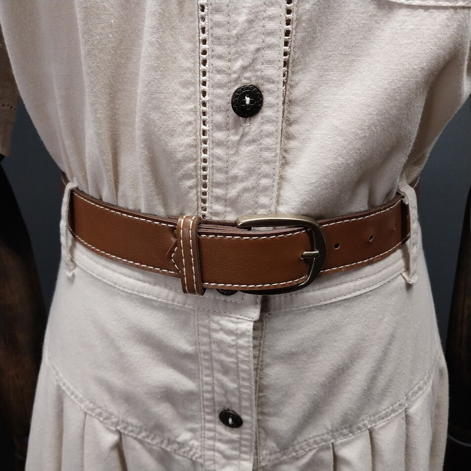 Liz Claiborne Chic Beige Cotton Shirt Dress Button Front with Belt Pockets Sz 4