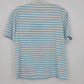 Palm Harbour Petite Striped Floral Embroidered Top T-Shirt Blue White Size P/S