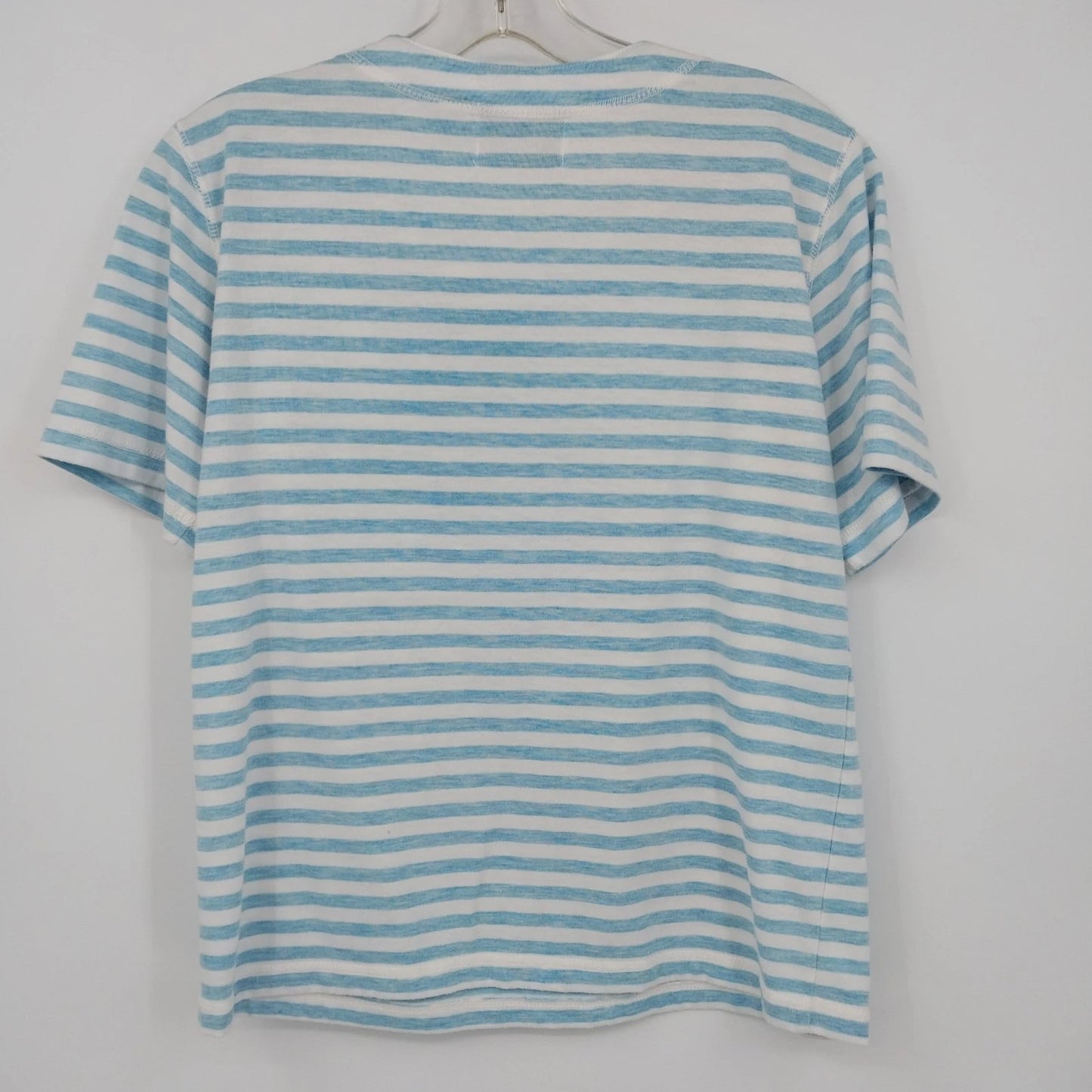 Palm Harbour Petite Striped Floral Embroidered Top T-Shirt Blue White Size P/S