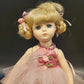 12 inch porcelain ballerina doll with blonde hair, blue eyes, pink tutu and stand