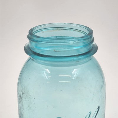 Ball Perfect Mason Jar Aqua Blue Quart No.15 Rough Rim 1923–62 Regular Mouth VTG