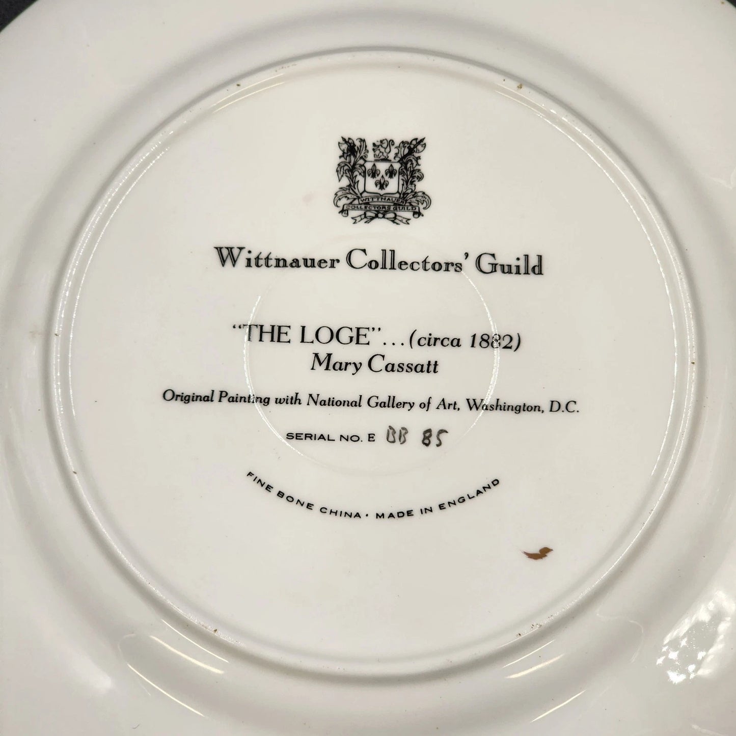 Wittnauer Collectors' Guild Plate EBB85 In the Loge by Mary Cassatt Bone China