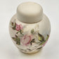 Bisque Porcelain Ginger Jar Pink Green Floral 5.75"x5" Hand Painted