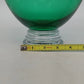 Crate & Barrel Emerald Green Art Glass Bowl Clear Base MCM Centerpiece Poland