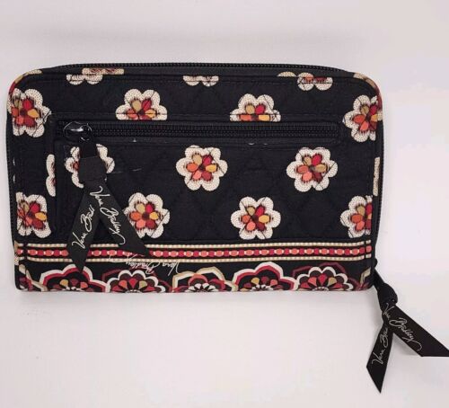 Vera Bradley Turn-lock Wallet Pirouette Pattern Black Lining Zipper Quilted