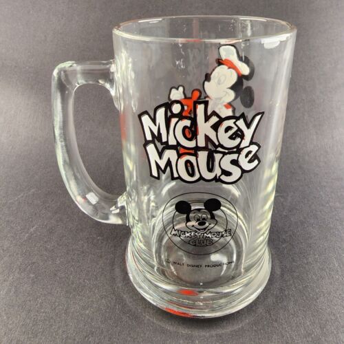 Disney Mickey Mouse Club Ship Captain Glass Mug 5½" Vintage Sailor at Helm 1970s