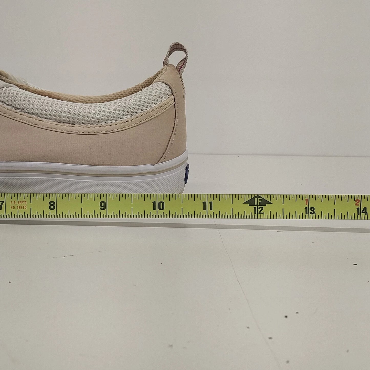 Keds Canvas Sneakers Women Size 8.5 Tan Plum Lace Up Ticking Stripe Casual Shoes