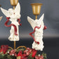 Angel Trio 3-Candle Holder Burgundy Floral Wreath Christmas Centerpiece 9"