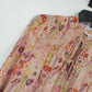 Ophelia Roe Floral Smocked Peasant Blouse Peach Long Sleeve Women's Small