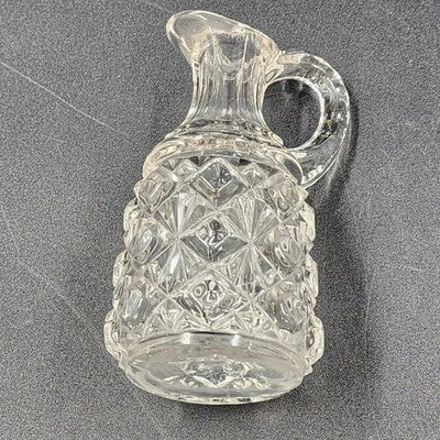 Cruet Decanter with Handle Hand-Cut Crystal Elegant Table Décor Cube Pattern Vtg