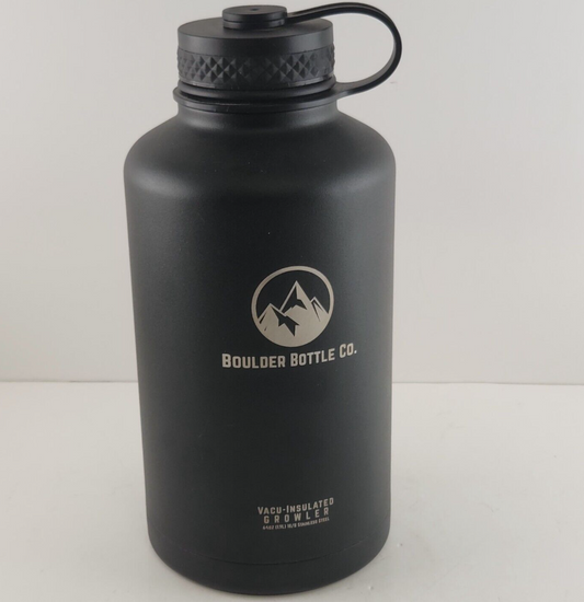 64 oz Beer Growler Boulder Bottle Co Vac-Insulated Black Stainless Steel