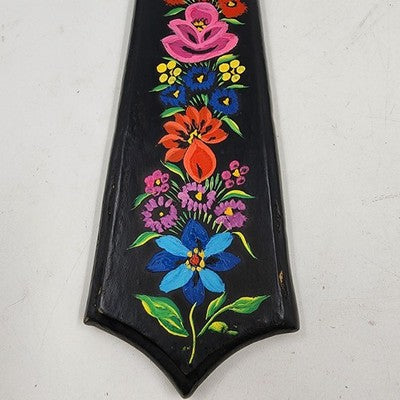 Inspirational Wooden Cross w Floral Hand Painted Routed Edges Pointed Wall Decor