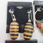 Catherines Earrings Lot 4 Pair Gold Tone Blue Black Beaded Dangle Vintage