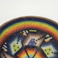 Hand Beaded Gourd Bowl Mexican Folk Art Rainbow Bird Floral Geometric 4" x 2"
