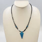 Black Beaded Necklace Blue Arrowhead Pendant 11.5" Southwestern Style Jewelry