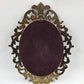 Italian Floral Still Life Wall Art Pair Oval Convex Glass Ornate Gold Frames Vtg