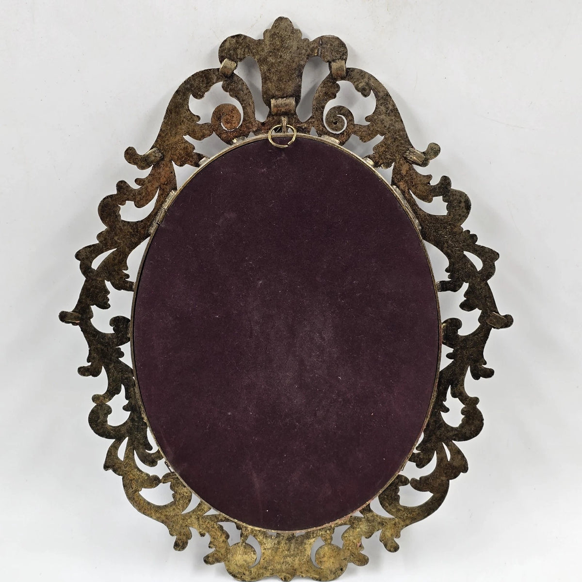 Italian Floral Still Life Wall Art Pair Oval Convex Glass Ornate Gold Frames Vtg