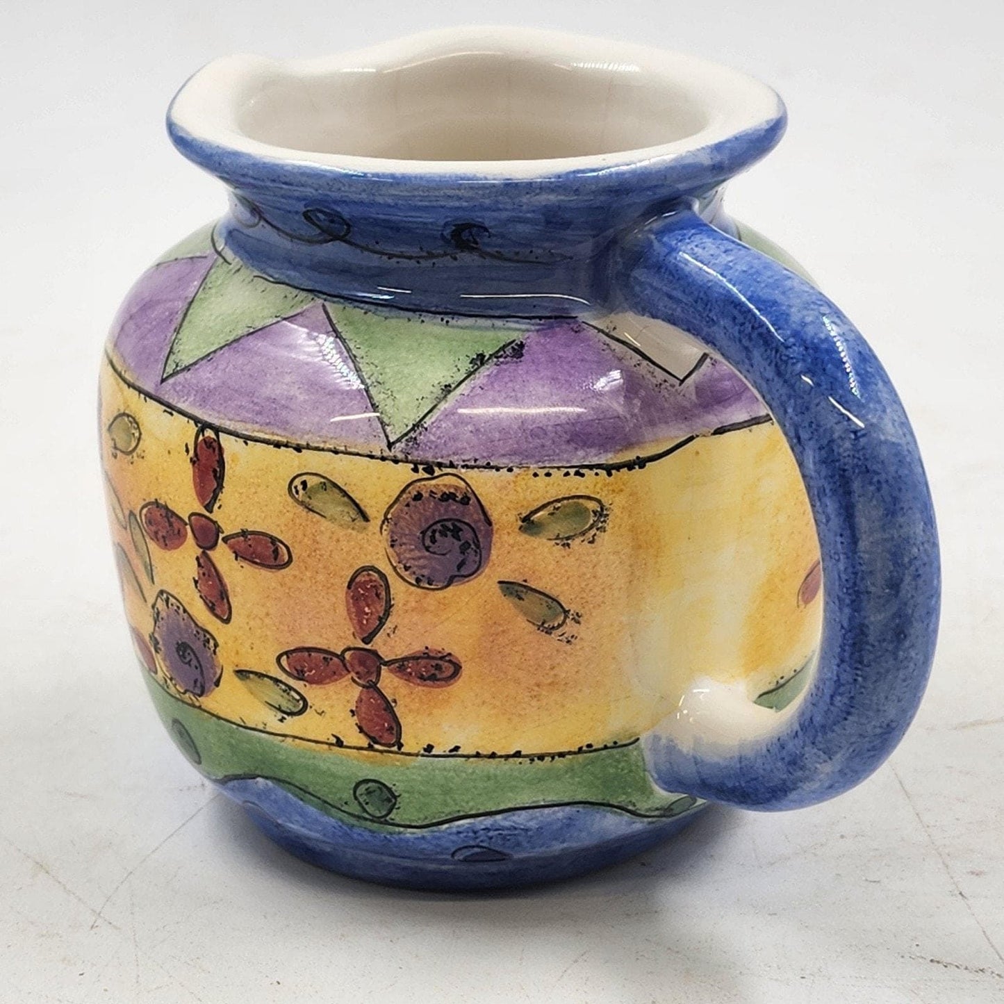 Sango Sweet Shoppe Creamer 14 oz Sue Zipkin Ceramic 4" Bright Colorful Floral
