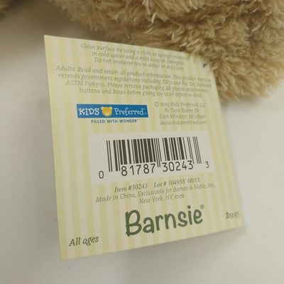 Barnsie in Barnes & Noble Plush Teddy Bear Tan Bow Tie 12" Stuffed Toy Animal