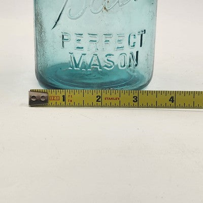 Ball Perfect Mason Jar Aqua Blue Quart No.15 Rough Rim 1923–62 Regular Mouth VTG