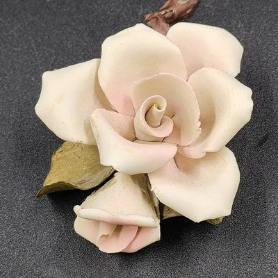 Napoleon Capodimonte Porcelain Rose Blush Pink Flower Figurine Italy Collectible