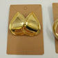 Set of Two Pair Large Gold Tone Pierced Earrings Chunky Hoop & Teardrop Shaped