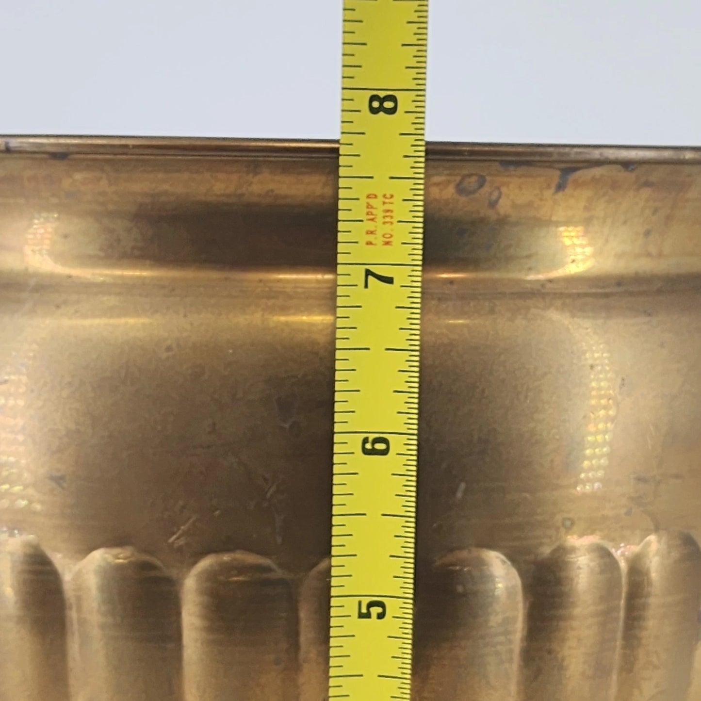 Brass Planter Pot Ribbed Fluted Bowl India 9.5" Indoor Outdoor Plant Decor Vtg