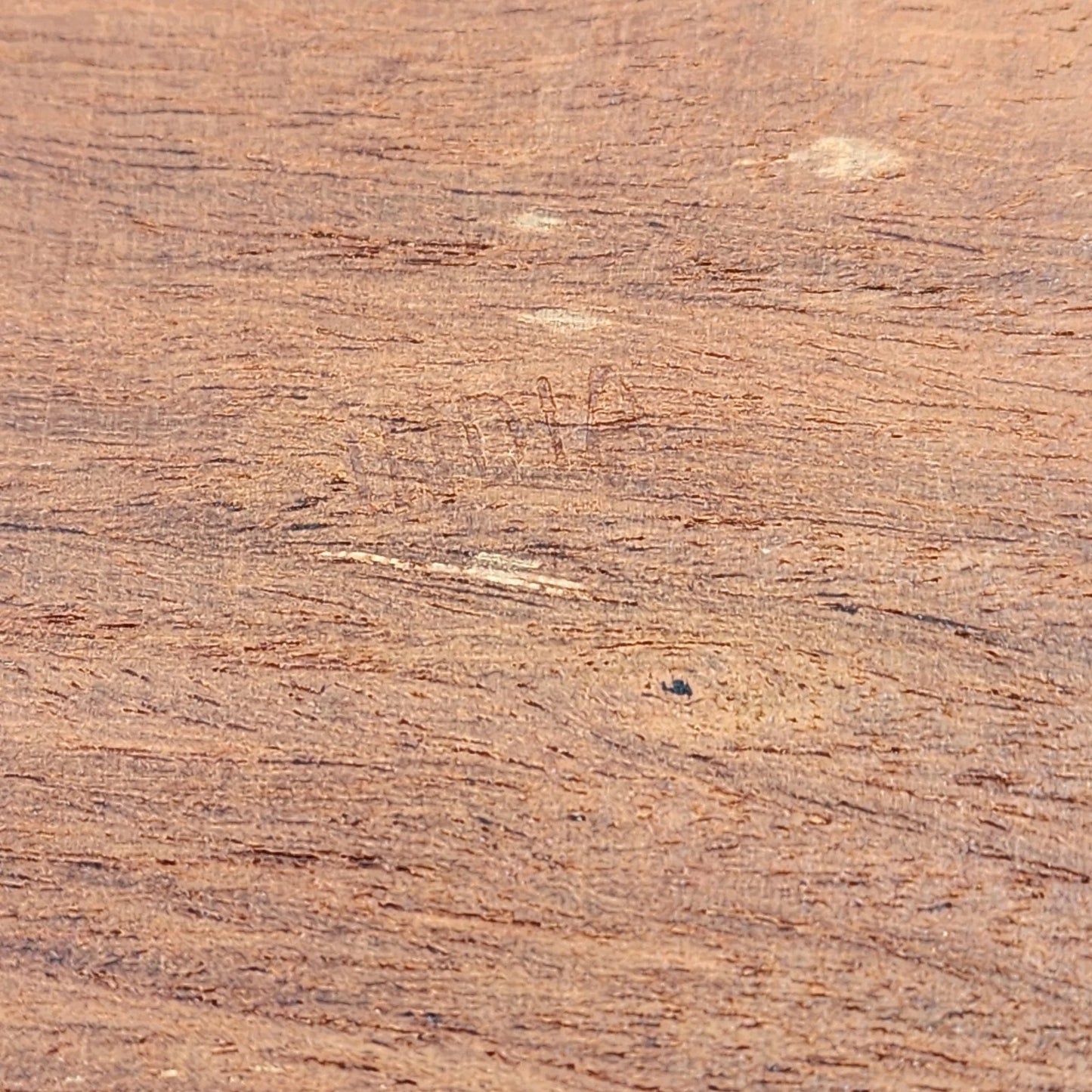 Hand Carved Wood Trivet 8" Square Gold Inlay Floral Design Vented Feet India Vtg