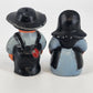 Amish Couple Salt & Pepper Shakers Cast Metal Figural Cork Stopper Country Farm