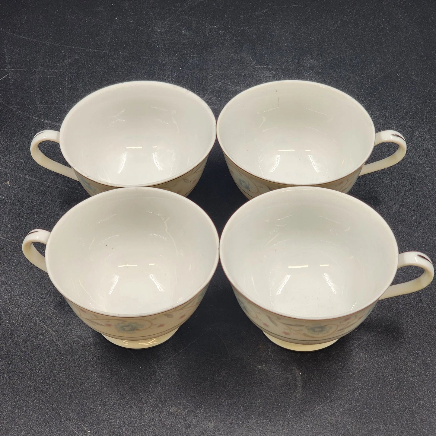 4 English Garden Footed Cups Coffee Tea Fine China of Japan 1221 3.5"d x 2.5"h