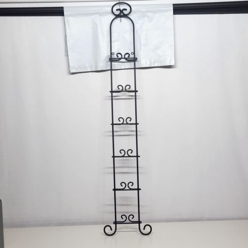 Black Steel Bar Plate Rack Wall Mount Kitchen Vertical Holds 6 Plates 51" Tall