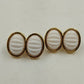 Gold Tone & White Ribbed Stone Clip On Earrings Retro Costume Jewelry