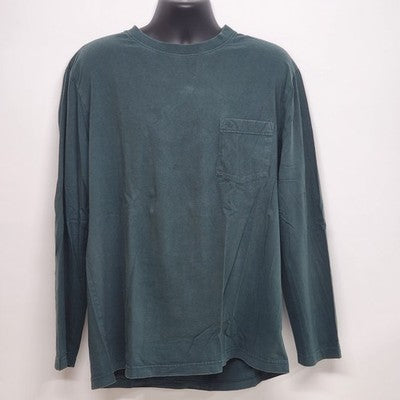 Dockers Men's Long Sleeve Solid Green T-Shirt Size XLT w Pocket Crew Neck Cotton