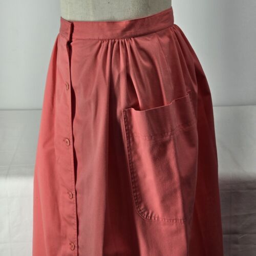 Austin Hill Coral Skirt Prairie Style Button Front Size 8 with Patch Pockets