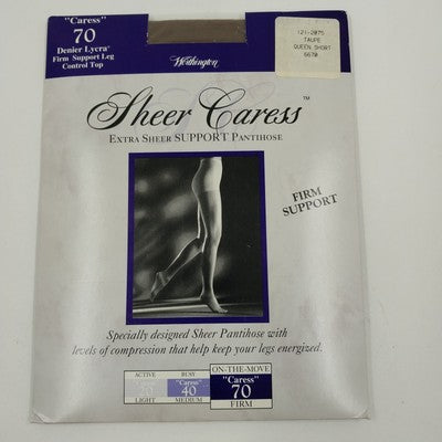 J C Penny Worthington Sheer Caress 70 Denier Firm Support Pantihose Queen Short